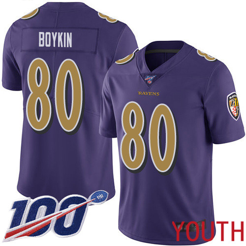 Baltimore Ravens Limited Purple Youth Miles Boykin Jersey NFL Football 80 100th Season Rush Vapor Untouchable